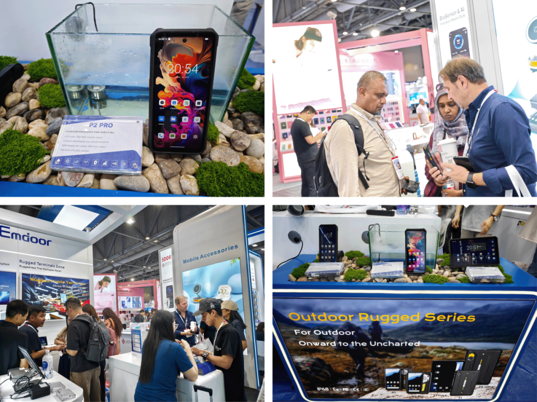 Visitors exploring Emdoor rugged devices designed for outdoor, logistics, E construction scenarios Visitors exploring Emdoor rugged devices designed for outdoor, logistics, E construction scenarios