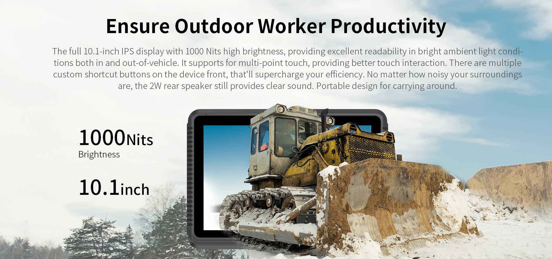 The full 10.1-inch lPs display with 1000 Nits high brightness, providing excellent readability in bright ambient light condi.tions both in and out-of-vehicle. 