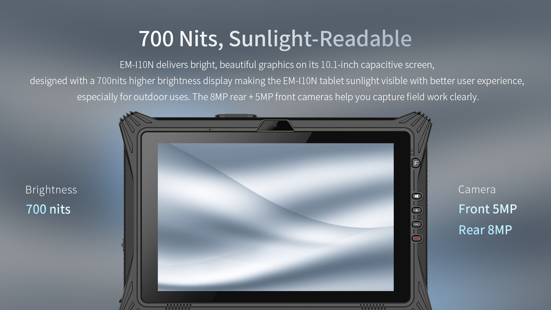 EM-ll0N delivers bright, beautiful graphics on its 10.1-inch capacitive screen