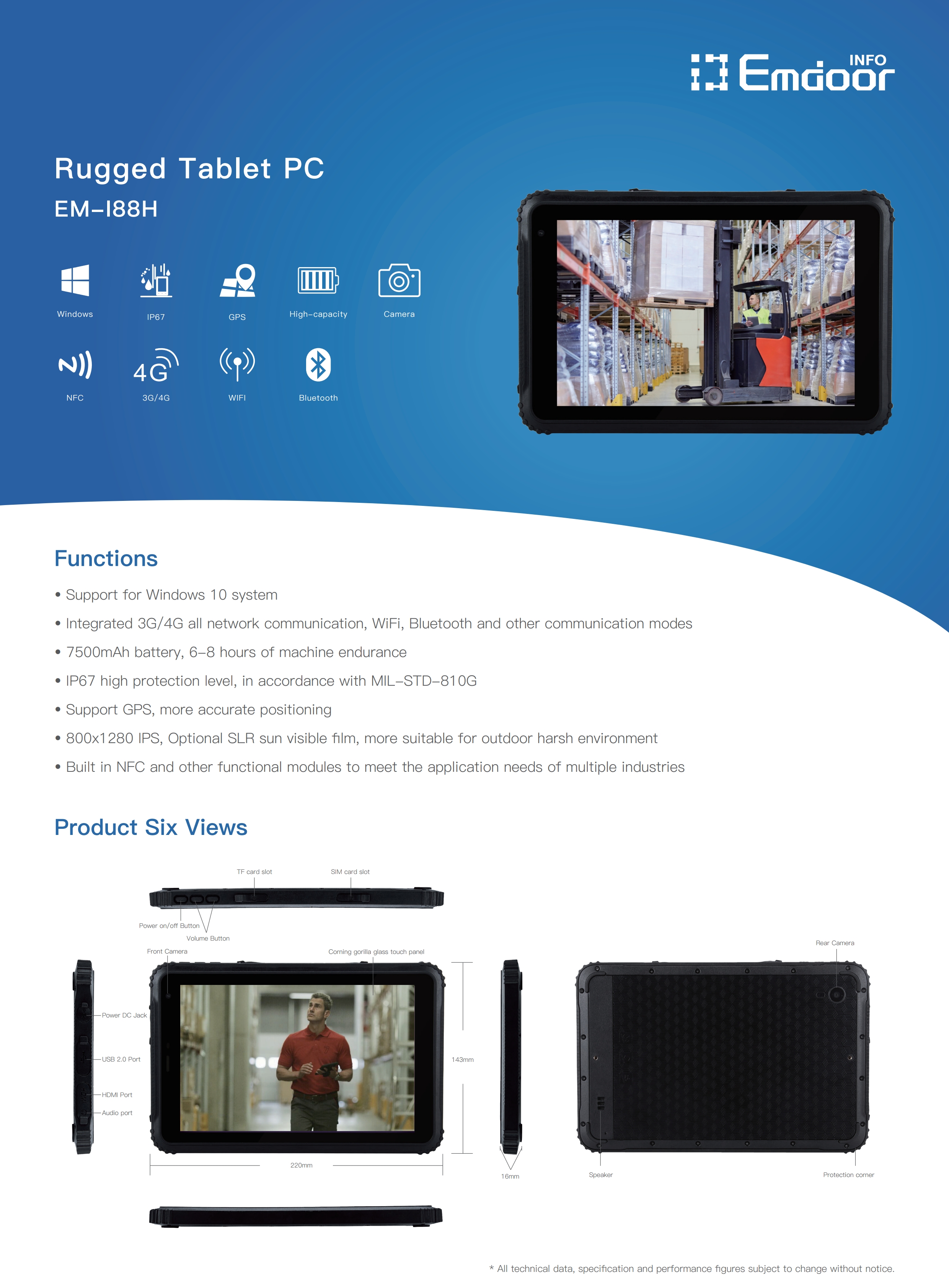 Emdoor Tablet Industrial Windows 10