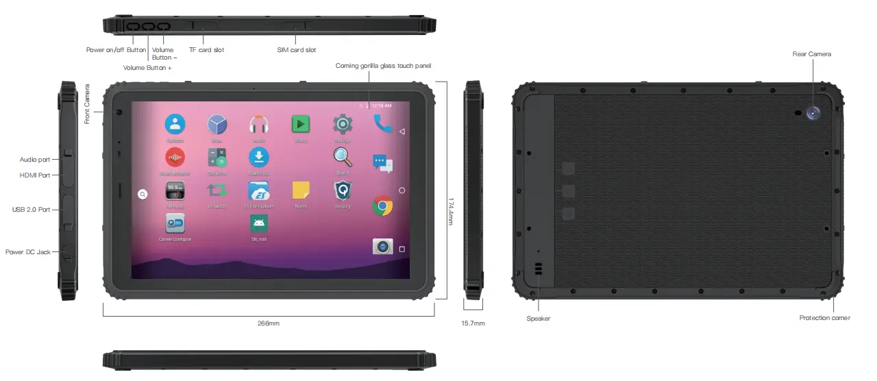 Emdoor 10'' Android Tablet PC EM-Q18 Rugged PC