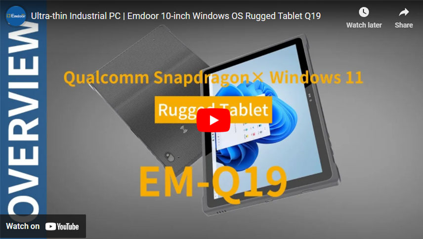 PC industrial ultrafino | Tablet Q19 robusto do sistema operacional Windows Emdoor de 10 polegadas